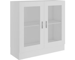 vidaXL - Vitrinekast - 82,5x30,5x80 - cm - bewerkt - hout - wit