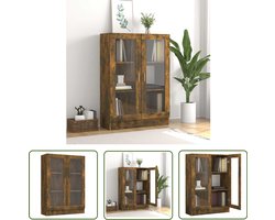 vidaXL Vitrinekast - Gerookt Eiken - 82,5x30,5x115 cm Vitrinekast - Houten Vitrinekast - Displaykast - Eikenhouten Kast - Vintage Kast