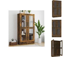 vidaXL Vitrinekast - Vitrinekasten - Kast - Vitrine - Vitrinekast 82,5x30,5x150 cm bewerkt hout gerookt eikenkleurig
