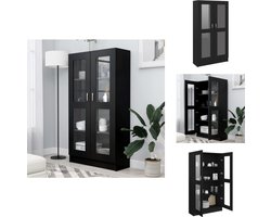 vidaXL Vitrinekast - Vitrinekasten - Vitrine - Vitrines - Vitrinekast 82,5x30,5x150 cm bewerkt hout zwart