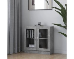 vidaXL Vitrinekast - Vitrinekasten - Vitrine - Vitrines - Vitrinekast 82,5x30,5x80 cm bewerkt hout betongrijs