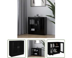 vidaXL Vitrines - Boekenkast - Vitrinekast 82,5x30,5x80 cm bewerkt hout zwart - Houten Kast - Zwarte Kast - Opslagmogelijkheden