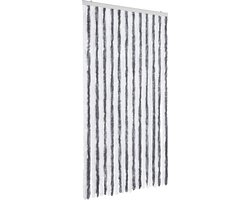 vidaXL - Vliegengordijn - 100x200 - cm - chenille - grijs - en - wit
