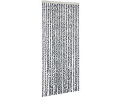 vidaXL - Vliegengordijn - 100x200 - cm - chenille - grijs - en - zwart-wit