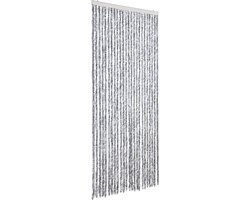 vidaXL - Vliegengordijn - 100x200 - cm - chenille - wit - en - grijs