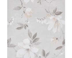 vidaXL Vliesbehang - 3D Bloemenpatroon - Grijs - 10x0,53m Duplexbehang - Vloerenbehang - Wandbekleding - Bloementhema - Kamerinrichting