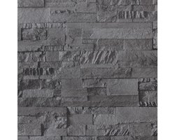 vidaXL Vliesbehang 3D steen-look 10x0,53 m zwart - Behang - Behangen - Wanddecoratie - Muurdecoratie