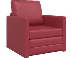vidaXL - Vloer - Slaapbank - met - kussen - Wijnrood - 74 - x - 77 - x - 81 - cm - Kunstleer