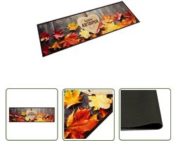vidaXL Vloerkleden - Keukenmat - Keukenmat wasbaar herfstprint 60x180 cm fluweel - Keukendecoratie - Bruine Keukenmat - Polyamide Keukenmat