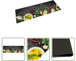 vidaXL Vloerkleden - Keukenmat - Keukenmat wasbaar kruidenprint 60x180 cm fluweel - Antislip Mat - Keukenvloer - Kruiden Print