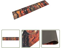 vidaXL Vloerkleden - Keukenmat - Keukenmat wasbaar lepel- en kruidenprint 60x300 cm fluweel - Antislip Mat - Keuken Accessoires - Print Tapijten