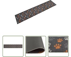 vidaXL Vloerkleden - Keukenmat - Keukenmat wasbaar potenprint 60x300 cm fluweel - Potten Print - Antislip Mat - Latex Mat