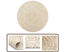 vidaXL Vloerkleed 150 cm - Handgemaakt Jute & Katoen Jute Tapijt - Rond Tapijt - Natuurtapijt - Handgemaakt Tapijt - Vintage Tapijt