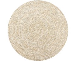 vidaXL - Vloerkleed - handgemaakt - 150 - cm - jute - wit - en - naturel