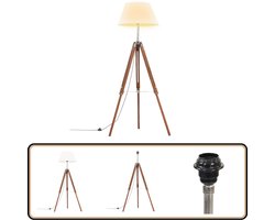 vidaXL Vloerlamp Driepoot 141cm Teakhout Honingbruin Vloerlamp - Retro Lamp - Teak Hout - Vintage Design - Salontafellamp