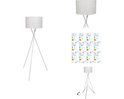 vidaXL Vloerlamp Hoge Standaard 3 Poten - 100% Polyester Lampenkap - E27 Fitting - Zwart Voetschakelaar - Staande lamp