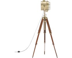 vidaXL Vloerlamp Industrieel - Retro Vloerlamp - Vloerlamp driepoot 165 cm massief mangohout - Houten Vloerlamp - Mango Wood Lamp - Vintage Vloerlamp