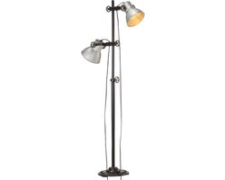vidaXL Vloerlamp met 2 lampenkappen E27 gietijzer zilverkleurig