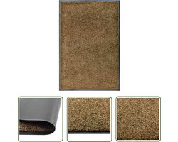 vidaXL Vloermat - Deurkmat - Deurmat wasbaar 60x90 cm bruin - Interieurdecoratie - Deurmat Bruin - Antislip Mat