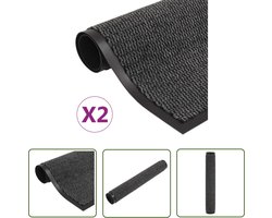 vidaXL Vloermat - Droogloopmat - Droogloopmatten 2 st rechthoekig getuft 90x150 cm antraciet - Binnenmat - Halmat - Deuromlijsting