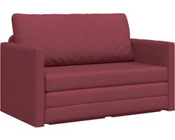 vidaXL - Vloersofa - Bed - 2-in-1 - wijnrood - 124x71x78 - cm - textiel