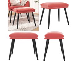 vidaXL Voetenbank 45x29,5x35 cm fluweel roze - Voetenbank - Voetenbanken - Voetenbankje - Voetensteun
