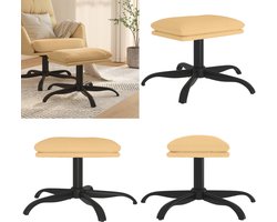 vidaXL Voetenbank 60x60x36 cm microvezelstof crèmekleurig - Voetenbank - Voetenbanken - Voetenbankje - Voetensteun