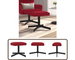 vidaXL Voetenbank - Fluweel - Wijnrood - 60x60x36 cm Voetbank - Voetenbank - Relaxstoel - Lounge Stoel - Woonkamer Meubilair