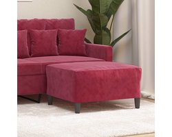 vidaXL Voetenbank fluweel wijnrood 70x55x41 cm Voetbank - Fluweel - Wijnrood - Lounge Meubilair - Relax Stoel