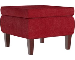 vidaXL Voetenbank - Krukkentjes - Kruk met houten poten fluweel wijnrood - Lounge Meubilair - Design Kruk - Velvet Bankje