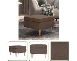 vidaXL Voetenbank - Krukkentouw - Kruk met houten poten stof taupe - Poef - Designmeubel - Lounge Meubilair