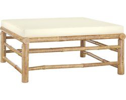 vidaXL - Voetenbank - met - crèmewit - kussen - bamboe