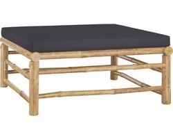 vidaXL - Voetenbank - met - donkergrijs - kussen - bamboe