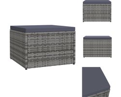 vidaXL voetenbank - PE-rattan - 53 x 53 x 33 cm - grijs - schuim kussen - Voetenbankje
