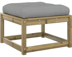 vidaXL Voetenbank - Tuin Bank - Tuinvoetenbank met kussen geïmpregneerd grenenhout - Buitentijd - Lounge Set - Teak Hout