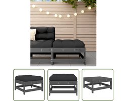 vidaXL Voetenbank - Tuin Bank - Tuinvoetenbank met kussen massief grenenhout grijs - Hout Bank - Grenen Bank - Lounge Set