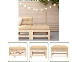 vidaXL Voetenbank - Tuin Bank - Tuinvoetenbank met kussen massief grenenhout - Hout Bank - Grenenhout Bank - Lounge Set