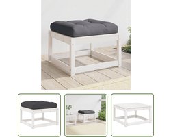 vidaXL Voetenbank - Tuin Bank - Tuinvoetenbank met kussen massief grenenhout wit - Lounge Stoel - Buitendrank - Teak Tafel