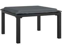 vidaXL Voetenbankje Rattan Zwart met Grijs Kussen Voetenbank - Lounge Bank - Tuinstoel - Terrasstoelen - Outdoor Furniture