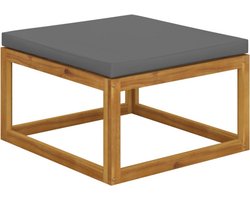 vidaXL - Voetensteun - met - donkergrijs - kussen - massief - acaciahout