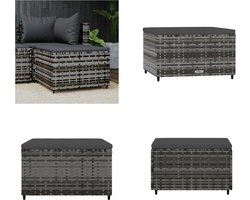vidaXL - Voetensteun - met - kussen - poly - rattan - grijs