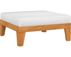 vidaXL - Voetensteun - sectioneel - met - crèmewit - kussen - acaciahout