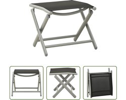 vidaXL Voetensteun - Voetenbank - Voetensteun inklapbaar textileen en aluminium zwart zilverkleur - Tuinset - Buitendecor - Lounge Set
