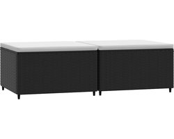 vidaXL - Voetensteunen - 2 - st - met - kussen - poly - rattan - zwart