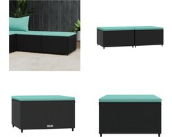 vidaXL - Voetensteunen - 2 - st - met - kussens - poly - rattan - zwart
