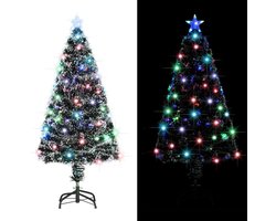 vidaXL - Voorverlichte - kerstboom - met - standaard - en - LED - 120 - cm - glasvezel