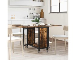 vidaXL - Vouwbare - eettafel - met - wieltjes - 130 - x - 80 - x - 76,5 - cm - staal - PB