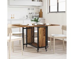 vidaXL - Vouwbare - eettafel - met - wieltjes - 130 - x - 80 - x - 76,5 - cm - staal - PB