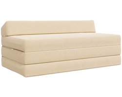 vidaXL - Vouwbare - Sofa - Bed - 2-zits - Crèmekleurig - 120 - x - 60 - x - 49 - cm - Stof
