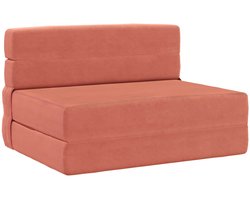 vidaXL - Vouwsofa - Bed - Rood - Oranje - 190 - x - 100 - x - 15 - cm - Corduroy - stof